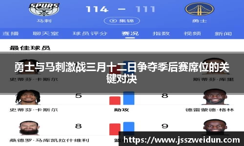 勇士与马刺激战三月十二日争夺季后赛席位的关键对决